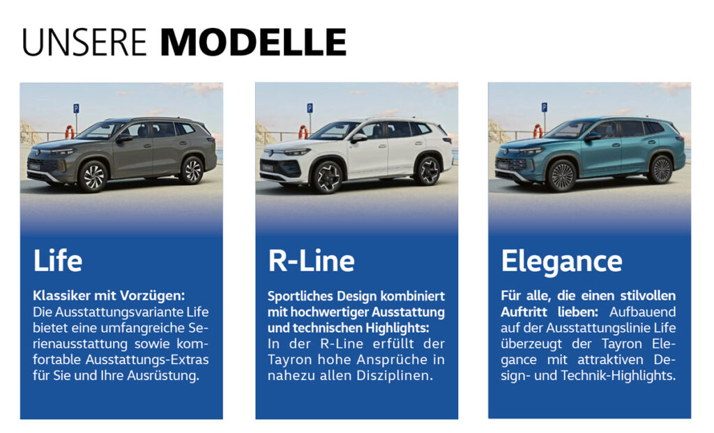 VW Tayron Modelle