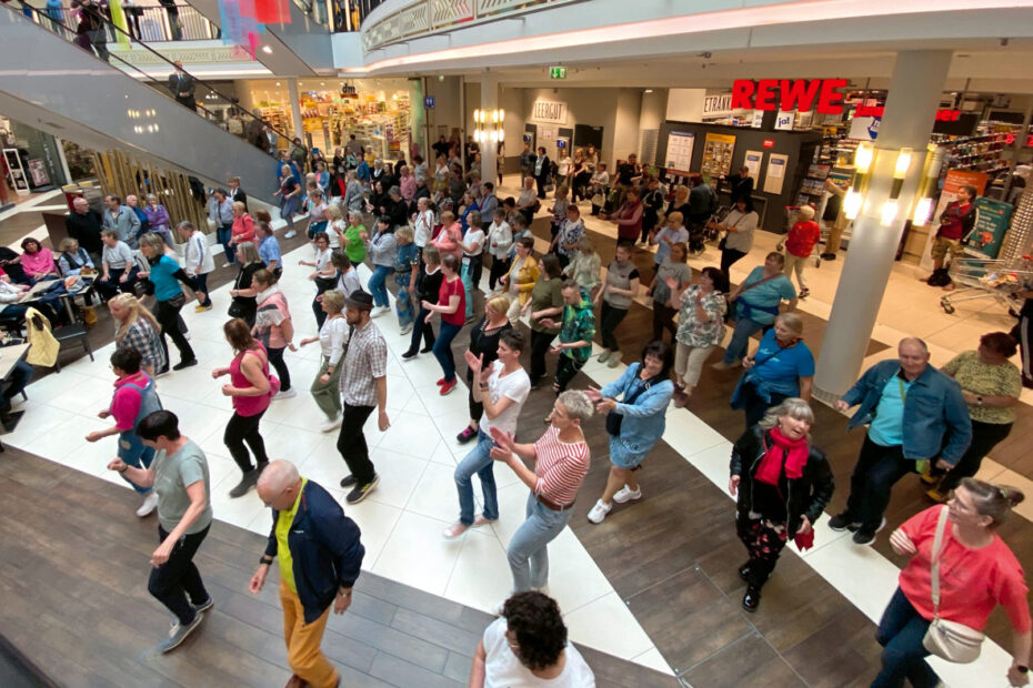 Mehr als 250 Tänzer hatte der Flashmob aus dem ganzen Land nach Schwerin gelockt.