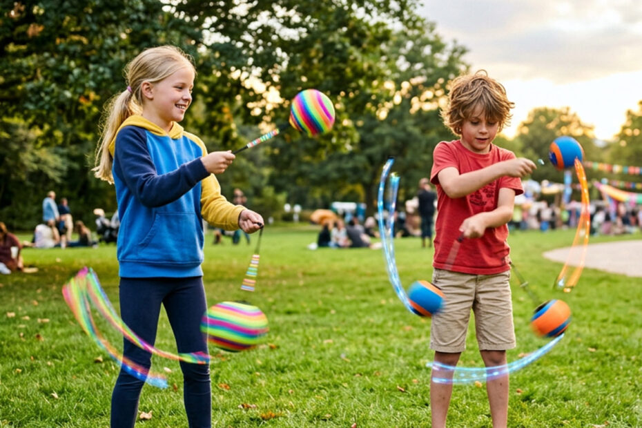 Kinder beim Poi-Spiel